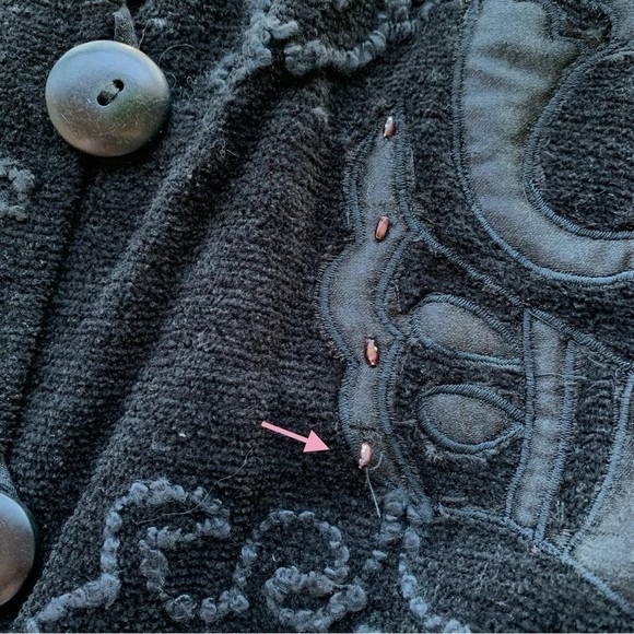 Flashback Tapestry Embroidered Beaded Buttoned Cotton Jacket Black Size Large - Picture 4 of 7